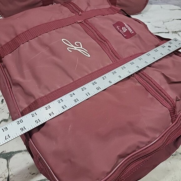 Vintage Gloria Vanderbilt 3pc Luggage Set Maroon Nylon Bags "H" Monogrammed - Picture 11 of 16